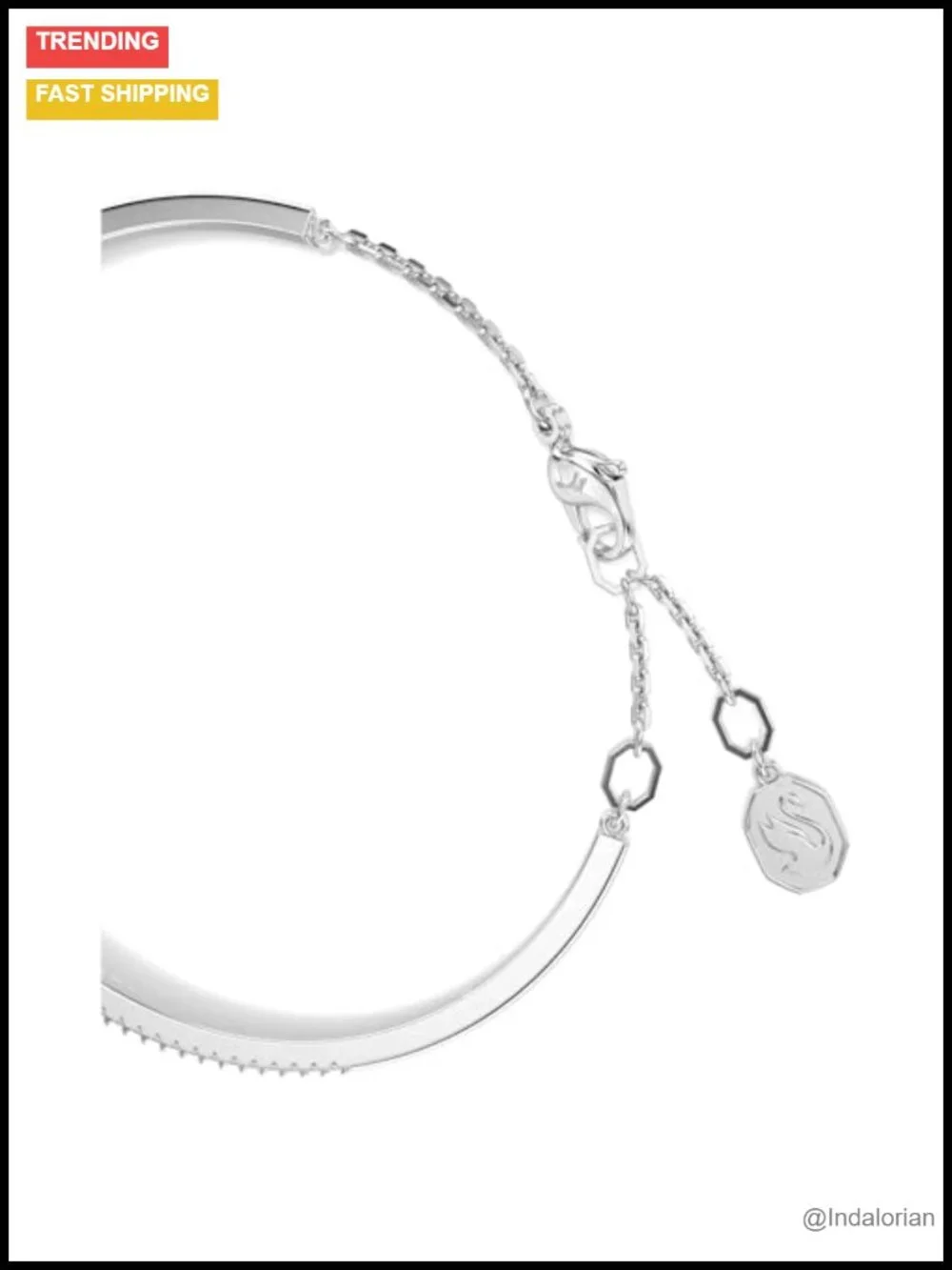 Crystal Bangle Bracelet Rhodium Finish Pear Octagon Cut